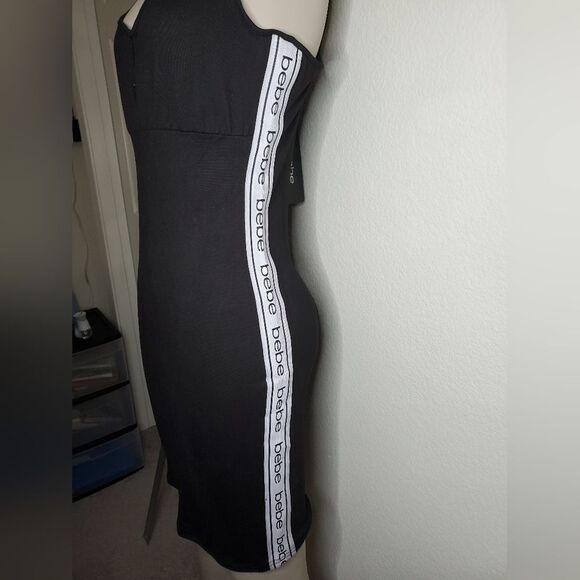 Bebe Black Sleeveless Dress with Keyhole front,  Bebe Logo on the sides - NWT - Picture 4 of 11